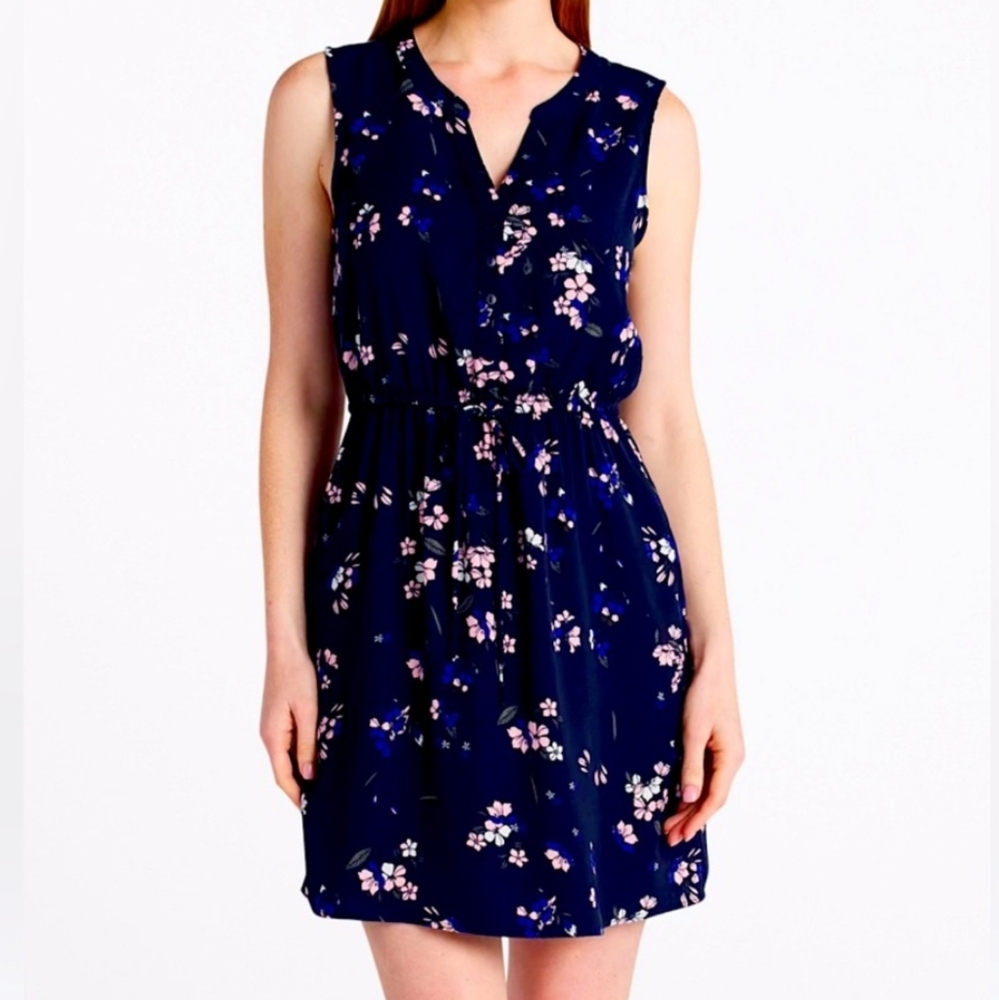 NWT 41 Hawthorn Dress Claira Tie Waist Dress Navy Medium Floral Sleeveless - Picture 2 of 10